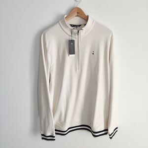 Travis Mathew Sweater Mens Large Birch Happier Hour Cloud 1/4 Zip Pullover New